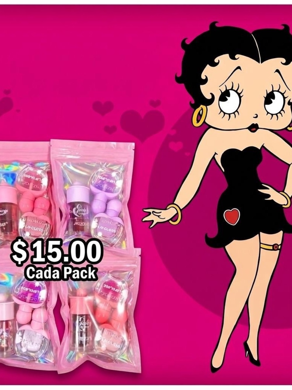 Betty Boop Pink Lip Care Packs with Assorted Pink & Purple Balms